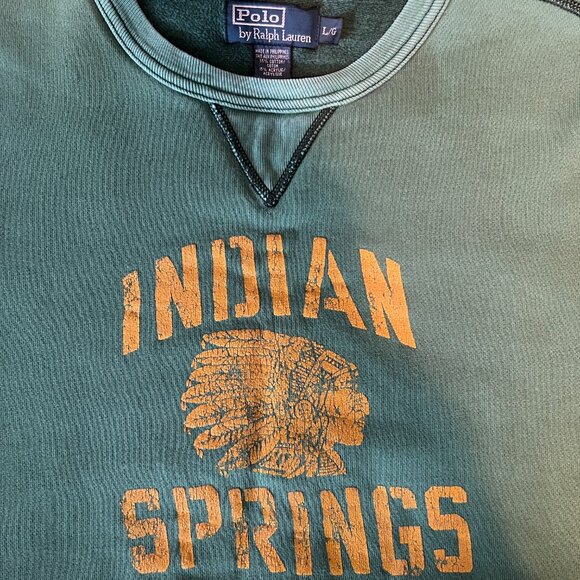 90's Vintage POLO RALPH LAUREN Green Indian Springs sweatshirt - Size Large - Picture 5 of 16